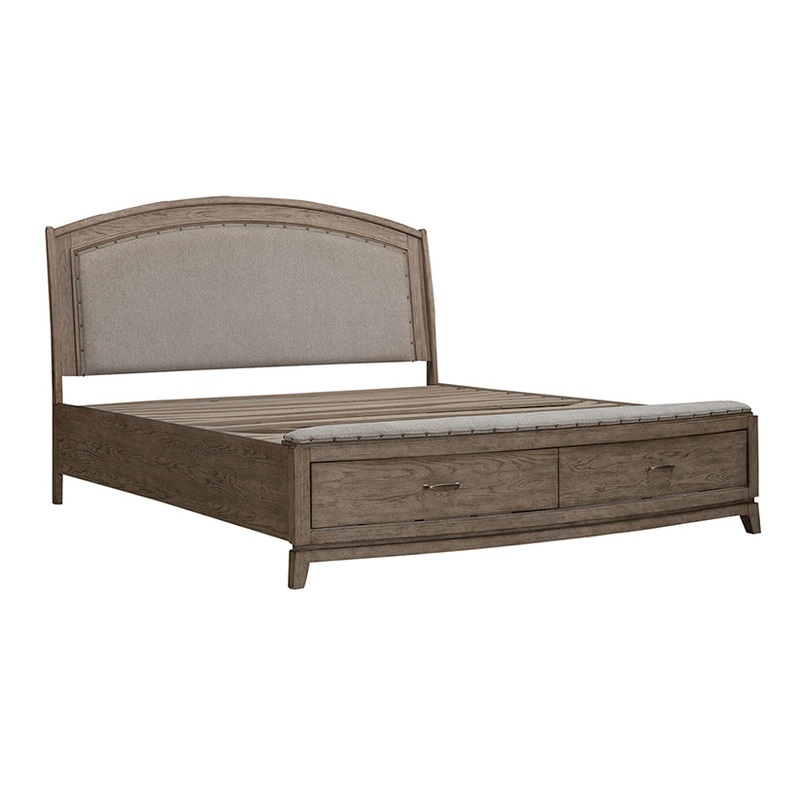 Avalon – King Upholstered Storage Bed – Burnished Beige