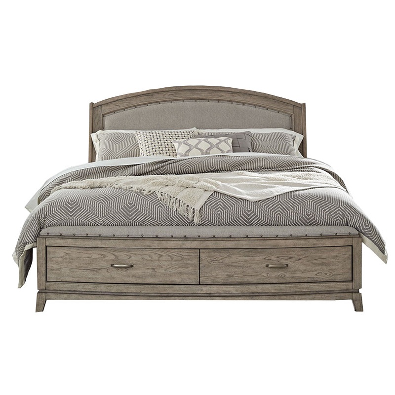 Avalon – Queen Panel Storage Bed – Burnished Beige