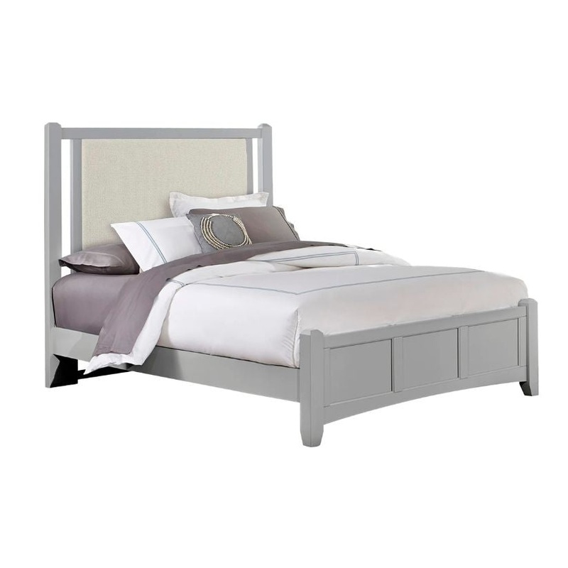 Bonanza – Full Size Pebble Gray Upholstered Bed With Mansion Footboard – Gray