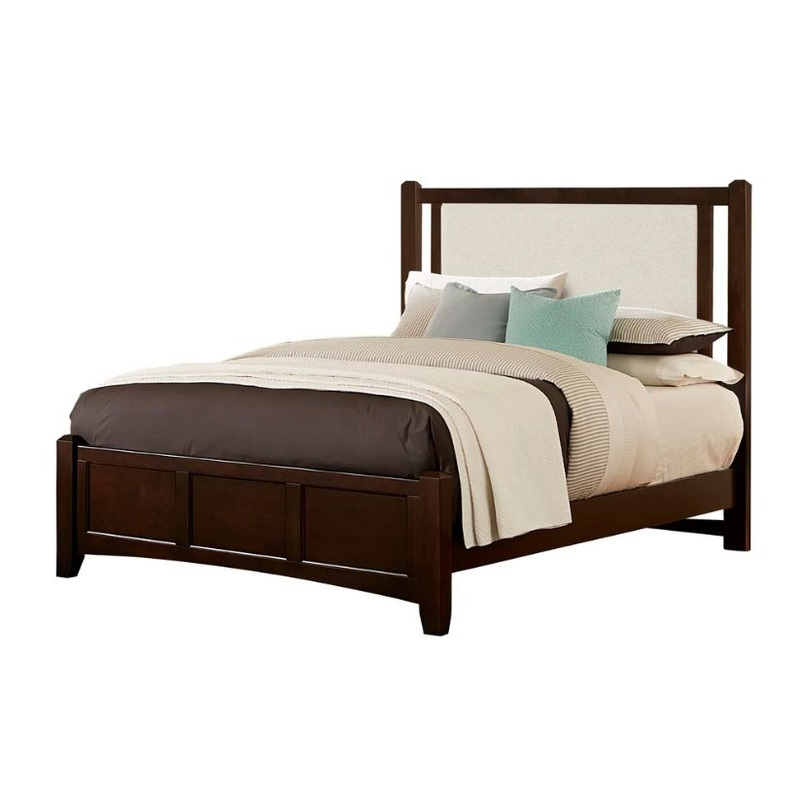 Bonanza – Full Size Pebble Gray Upholstered Bed With Mansion Footboard – Merlot