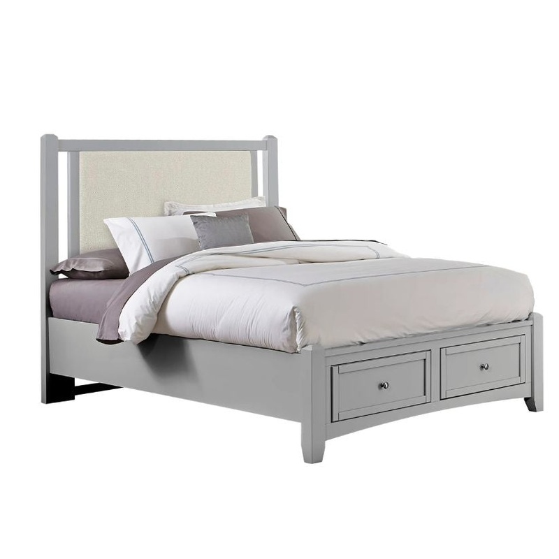 Bonanza – Full Size Pebble Gray Upholstered Bed With Storage Footboard – Gray