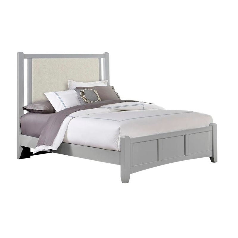 Bonanza – King Pebble Gray Upholstered Bed With Mansion Footboard – Gray