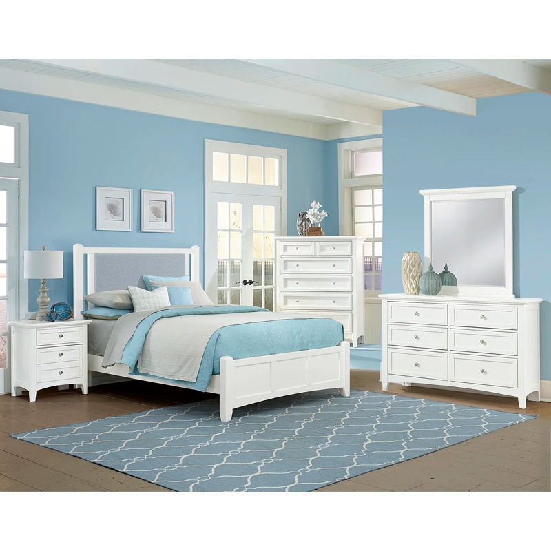 Bonanza – Queen Ocean Blue Upholstered Bed With Mansion Footboard – White