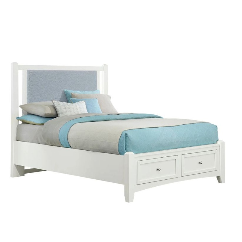 Bonanza – Queen Ocean Blue Upholstered Bed With Storage Footboard – White