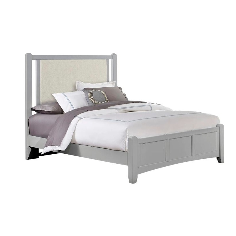 Bonanza – Queen Pebble Gray Upholstered Bed With Mansion Footboard – Gray