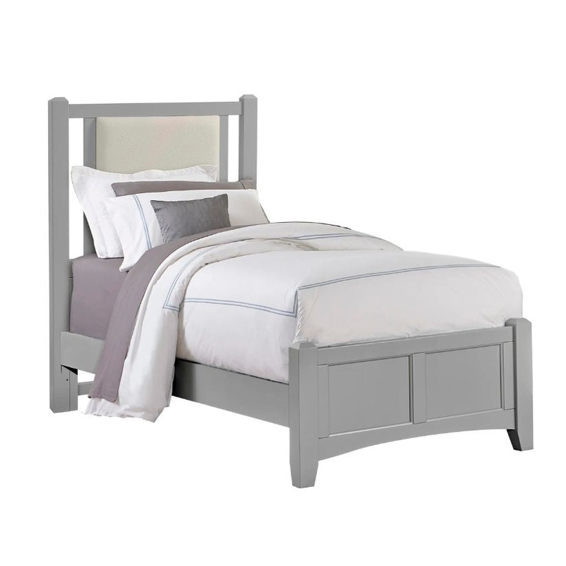 Bonanza – Twin Linen Upholstered Bed With Mansion Footboard – Gray
