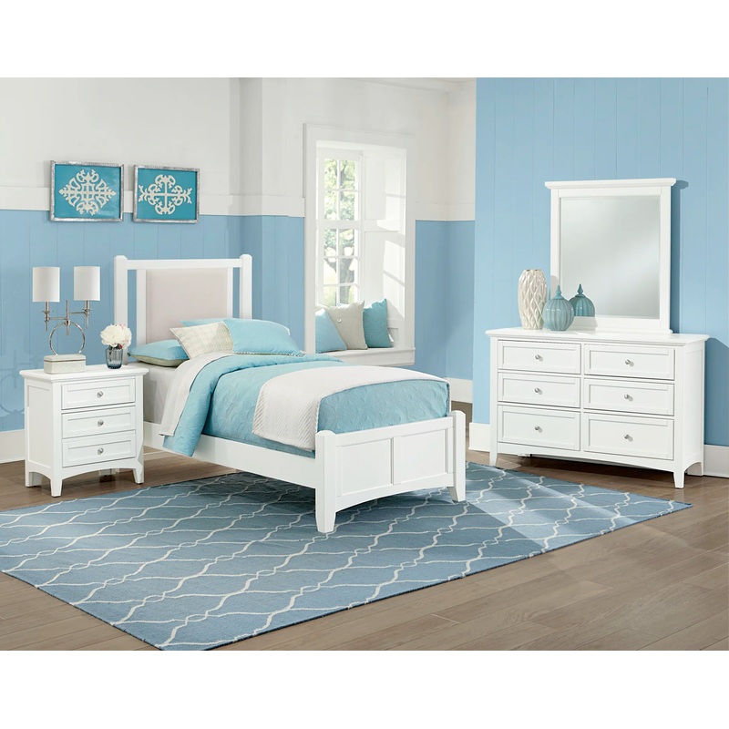 Bonanza – Twin Linen Upholstered Bed With Mansion Footboard – White