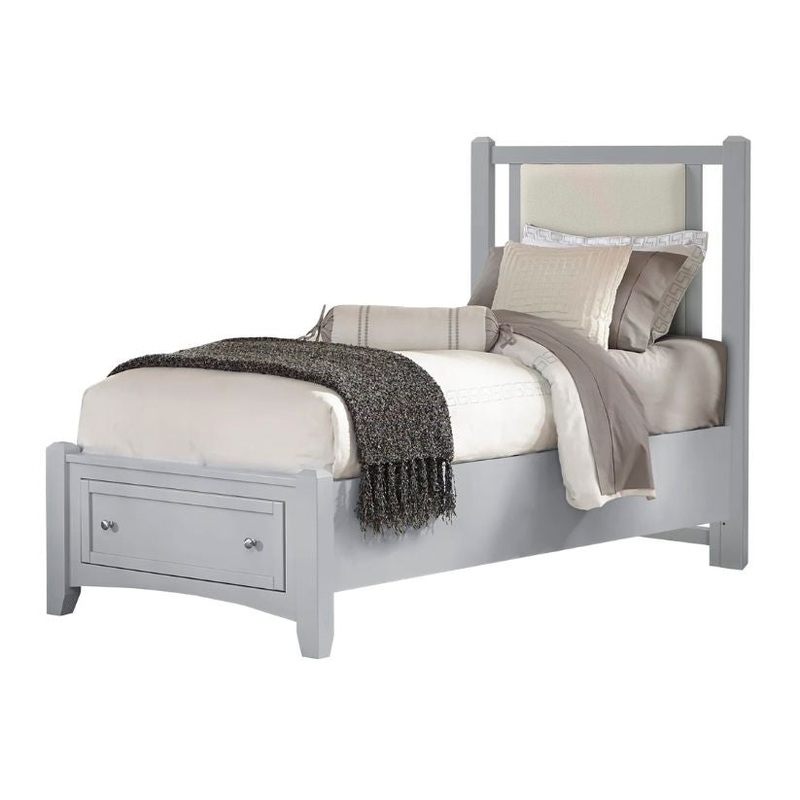 Bonanza – Twin Linen Upholstered Bed With Storage Footboard – Gray