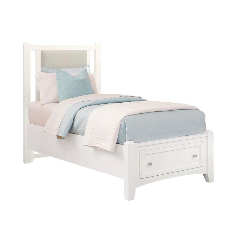 Bonanza – Twin Linen Upholstered Bed With Storage Footboard – White