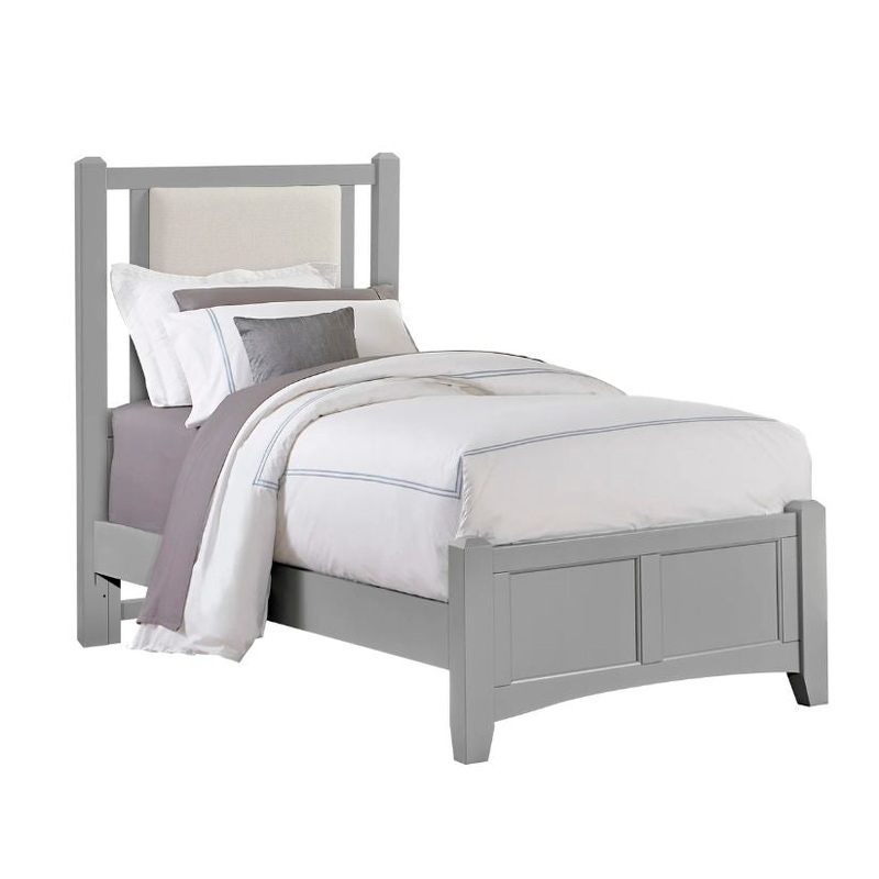 Bonanza – Twin Pebble Gray Upholstered Bed With Mansion Footboard – Gray