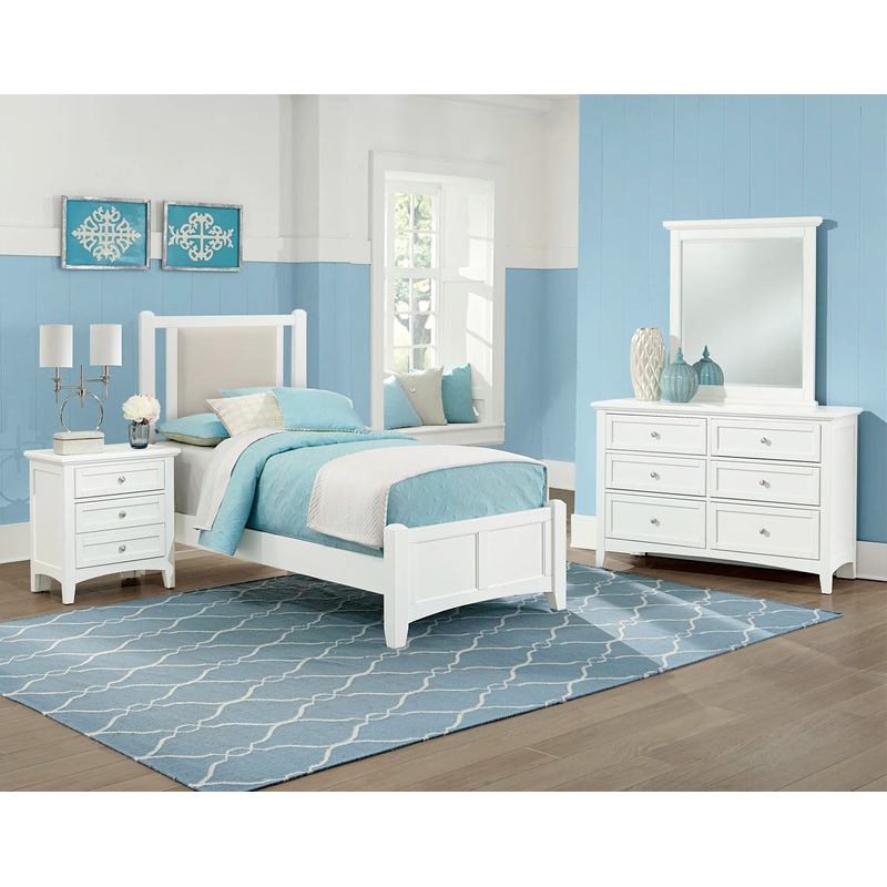 Bonanza – Twin Pebble Gray Upholstered Bed With Mansion Footboard – White