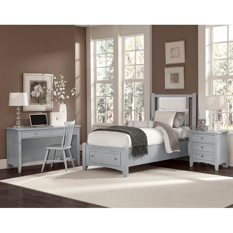 Bonanza – Twin Pebble Gray Upholstered Bed With Storage Footboard – Gray