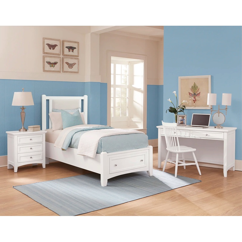 Bonanza – Twin Pebble Gray Upholstered Bed With Storage Footboard – White