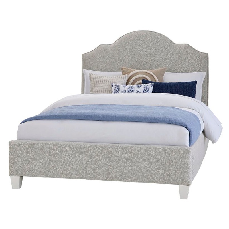 Tide & Timber – King – Upholstery Bed In Gray Antelope Fabric – Soft White Maple