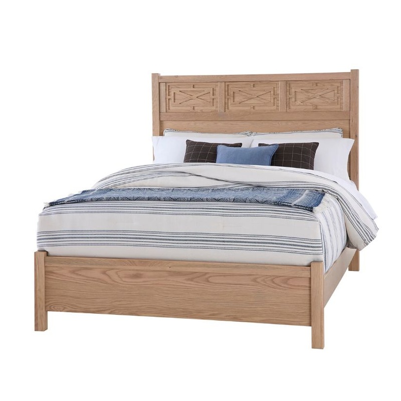 Tide & Timber – Queen – Fretwork Panel Bed – Clear Oak