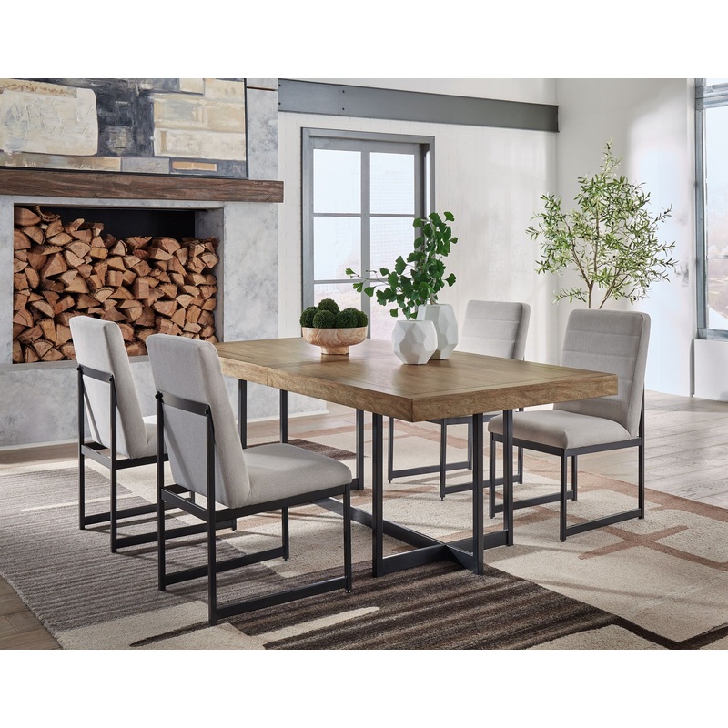 Tomtyn – Light Brown – 5 Pc. – Rectangular Dining Extension Table, 4 Side Chairs