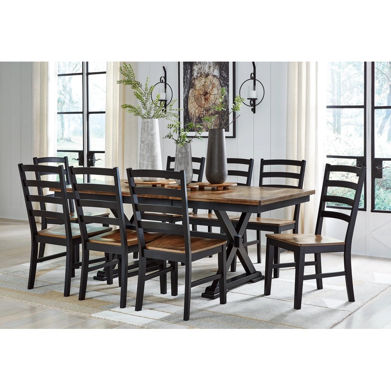 Wildenauer – Brown / Black – 9 Pc. – Extension Table, 8 Side Chairs