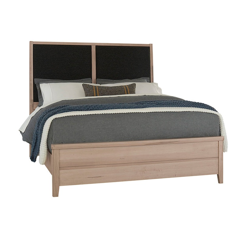 Woodbridge – California King Upholstered Bed with Black Fabric – Clear Maple