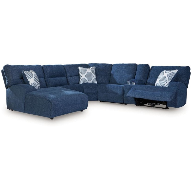 Acklen Place – Navy – 6-Piece Power Reclining Sectional With Laf Power Reclining Back Chaise