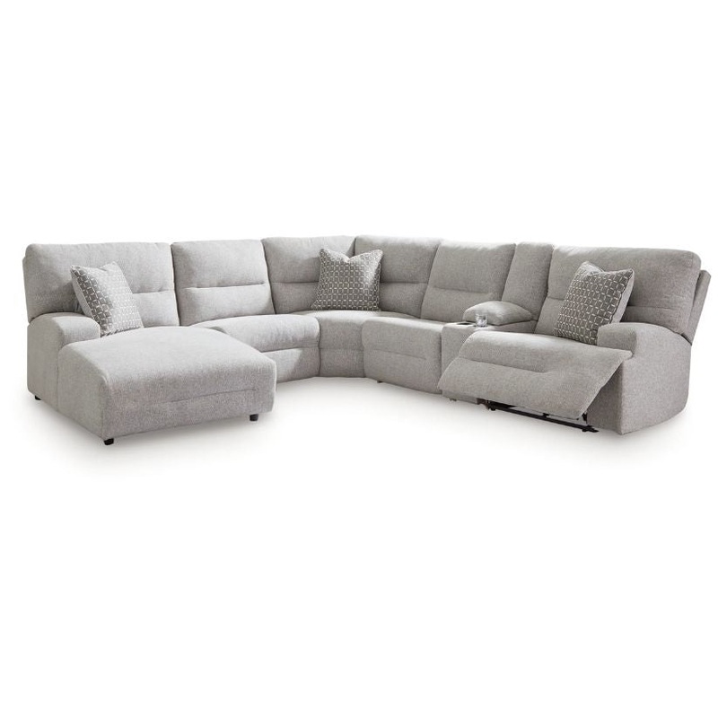 Acklen Place – Pewter – 6-Piece Power Reclining Sectional With Laf Power Reclining Back Chaise