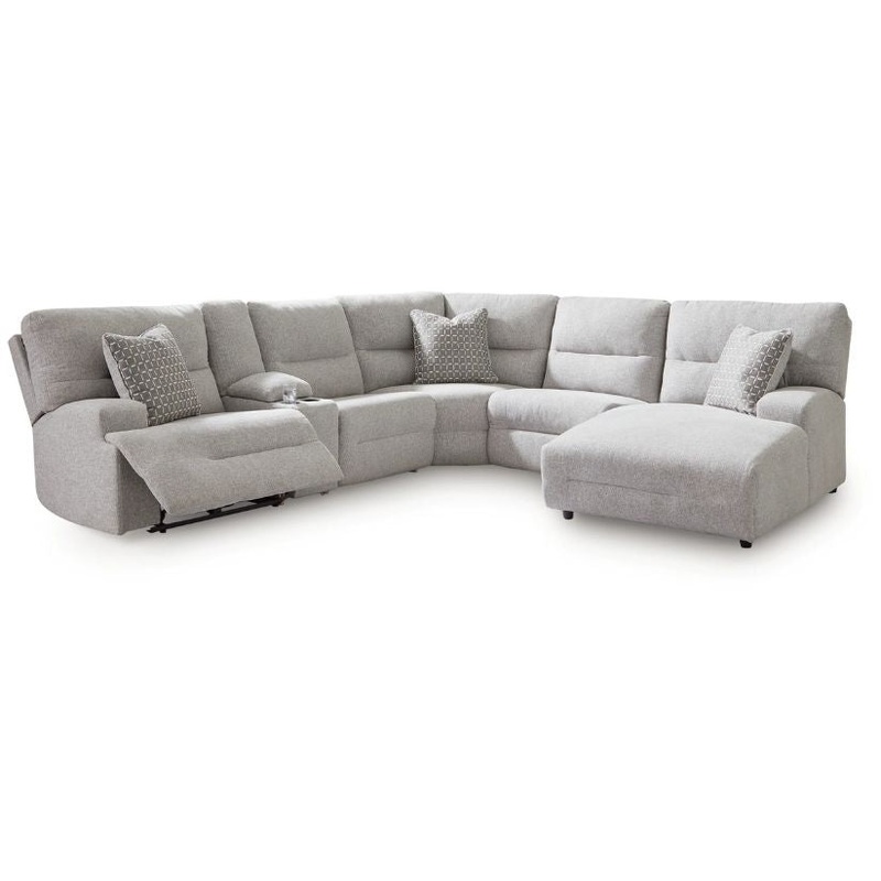 Acklen Place – Pewter – 6-Piece Power Reclining Sectional With Raf Power Reclining Back Chaise
