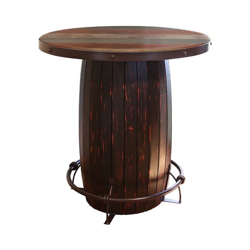 Antique Multicolor – Bistro Barrel Table – Dark Brown