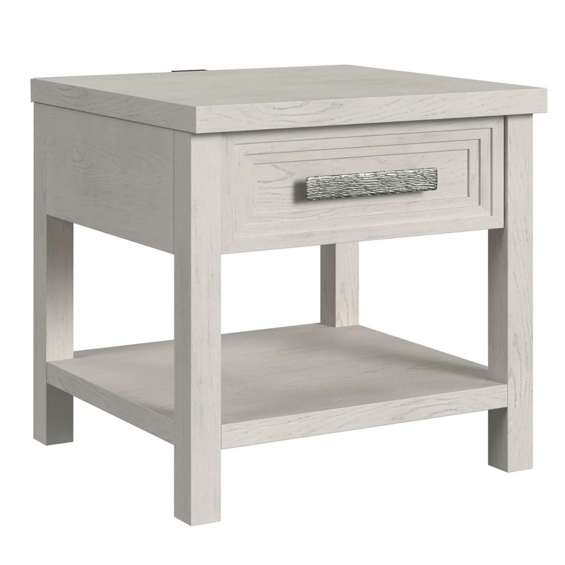 Avalanche – End Table With USB – Antique White