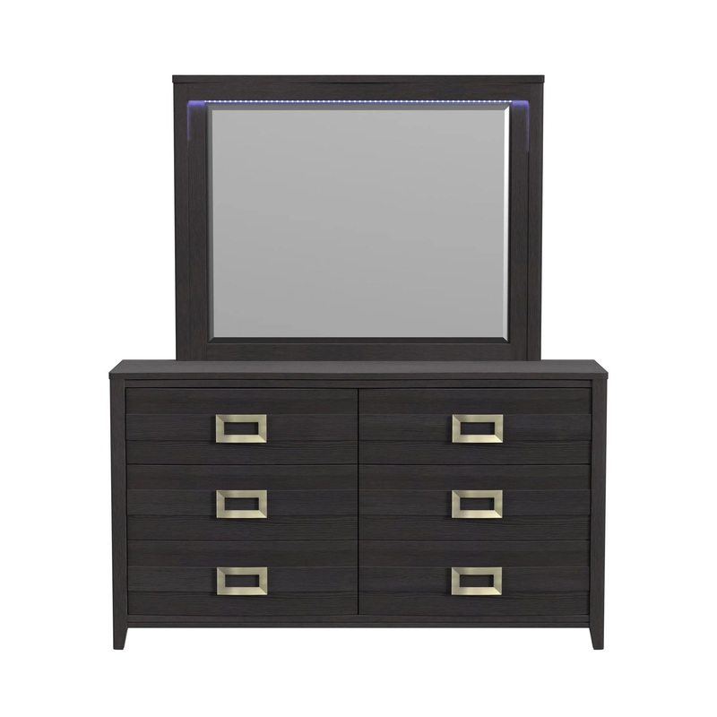 Tobias – Dresser & Mirror With LED – Black