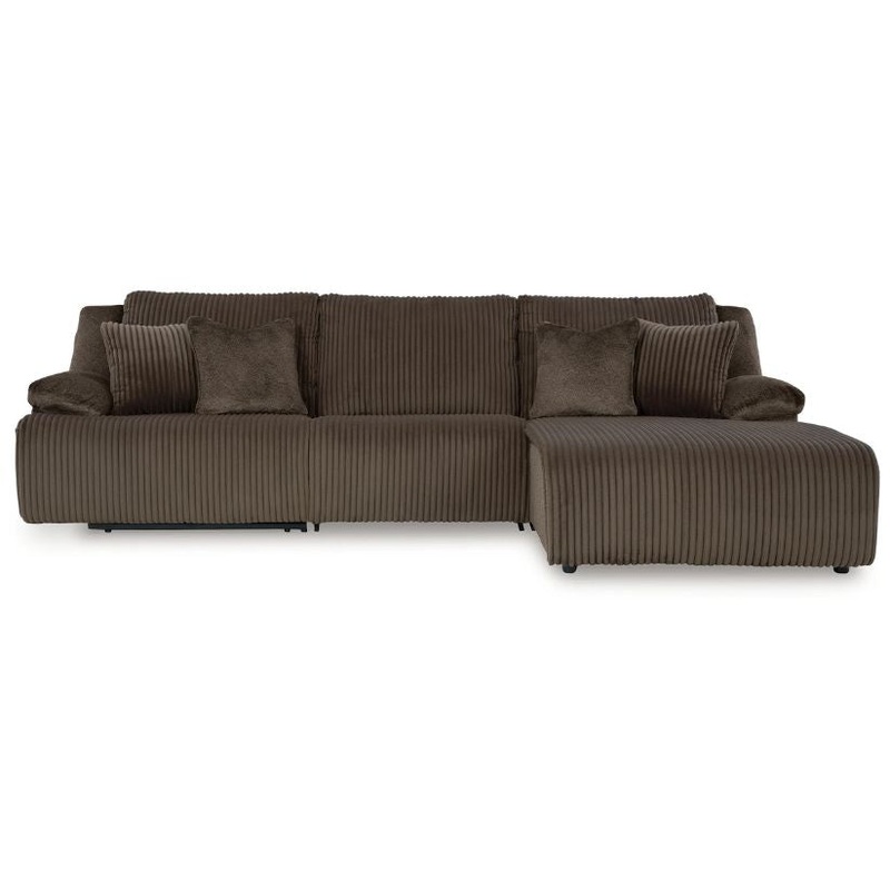 Top Tier – Chocolate – 3-Piece Reclining Sectional Sofa With Raf Chaise