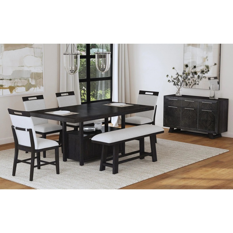 Transcend – 6 Piece Counter Height Dining Set (Table, Four Chairs & Bench) – Charcoal