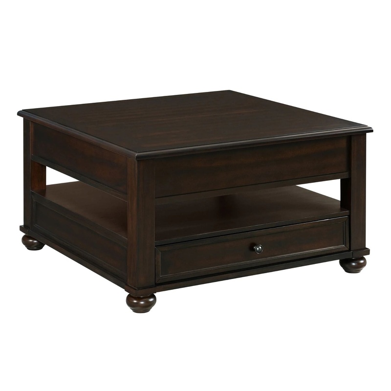 Wagner – Square Lift-Top Coffee Table With Casters – Cherry