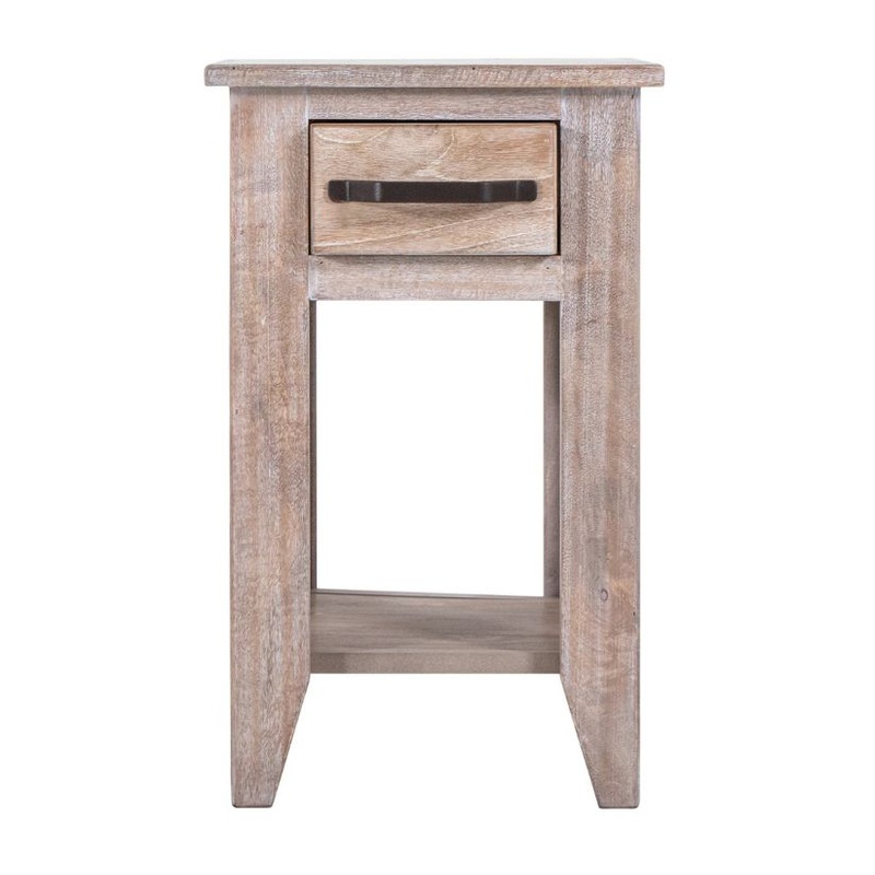 White Teak – Chairside Table – Ivory White
