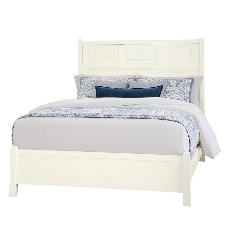 Tide & Timber – California King – Fretwork Panel Bed – Soft White Maple