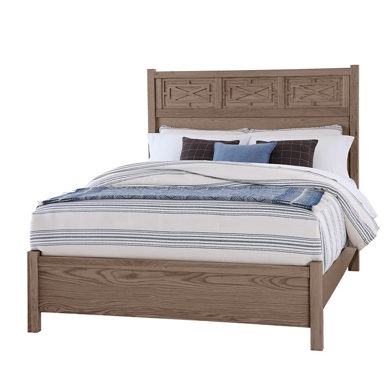 Tide & Timber – King – Fretwork Panel Bed – Gray Oak