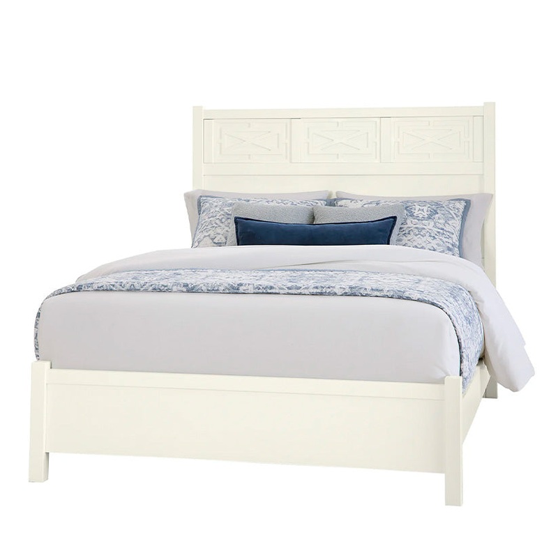 Tide & Timber – King – Fretwork Panel Bed – Soft White Maple