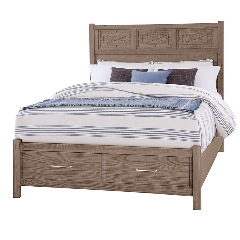 Tide & Timber – King – Fretwork Panel Storage Bed – Gray Oak