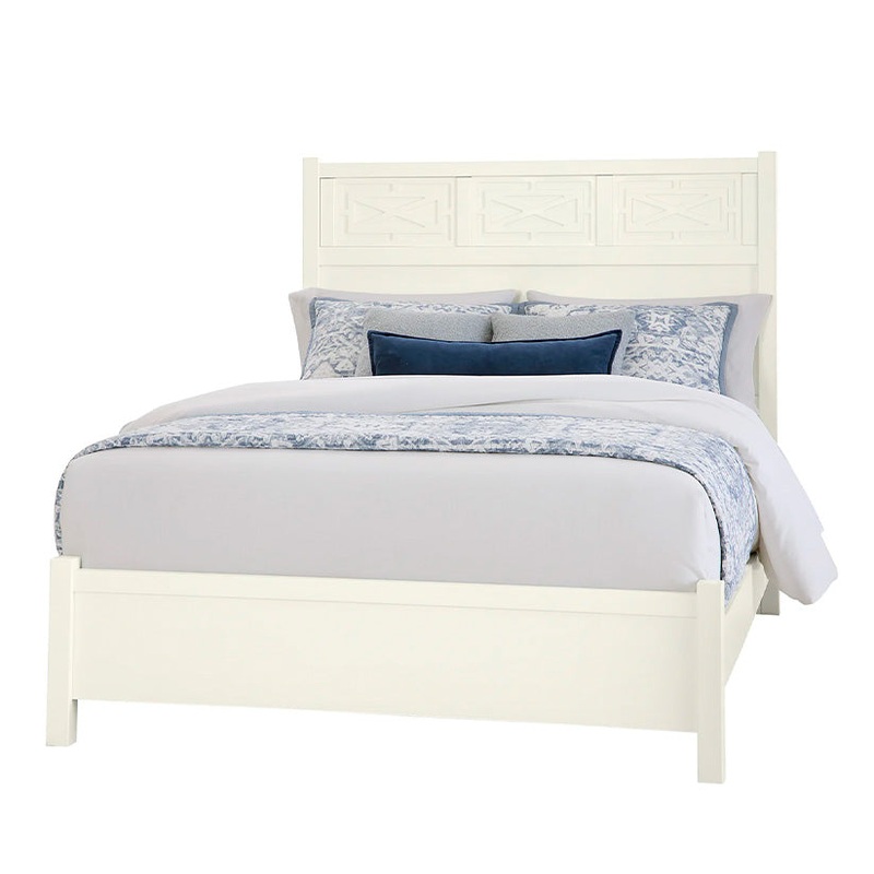 Tide & Timber – Queen – Fretwork Panel Bed – Soft White Maple