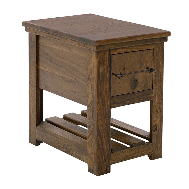 Walnut – 1 Drawer Chairside Table – Walnut Brown