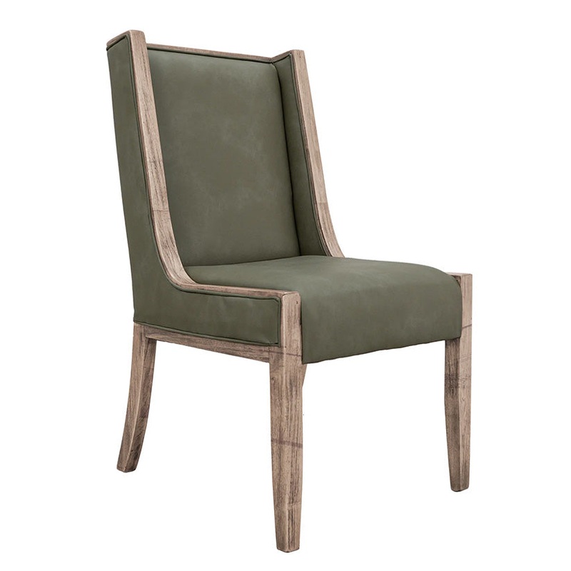 White Balam – Upholstered Chair (Set of 2) – Olive Green