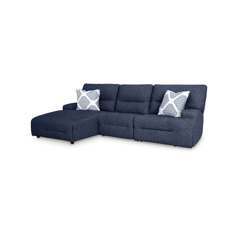 Acklen Place – Navy – 3-Piece Power Reclining Sectional With LAF Power Reclining Back Chaise