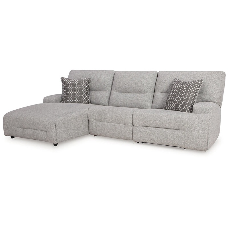 Acklen Place – Pewter – 3-Piece Power Reclining Sectional With LAF Power Reclining Back Chaise