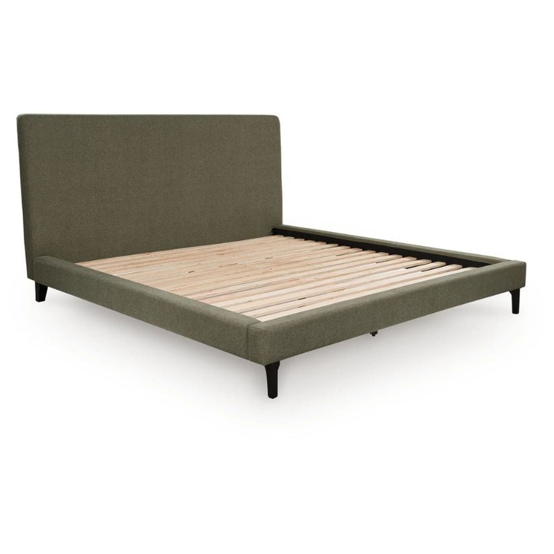 Chirason – Sage Green – California King Upholstered Bed With Roll Slats