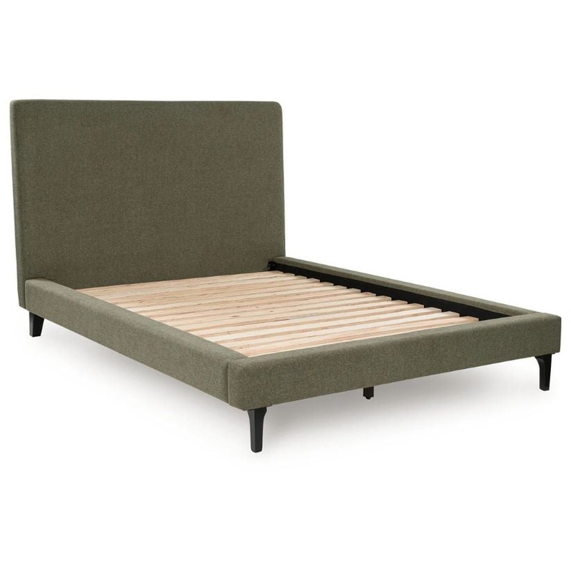 Chirason – Sage Green – Queen Upholstered Bed With Roll Slats