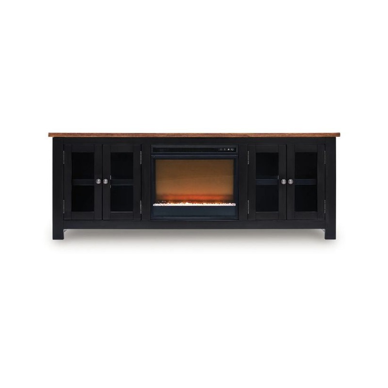 Wildenauer – Brown / Black – 76″ TV Stand With Electric Fireplace