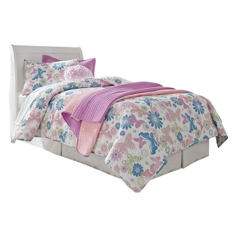 Anarasia – White – Twin Sleigh Headboard With Bolt On Bed Frame