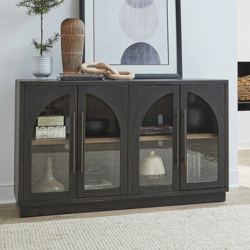 Archway – 4 Door Accent Cabinet – Black