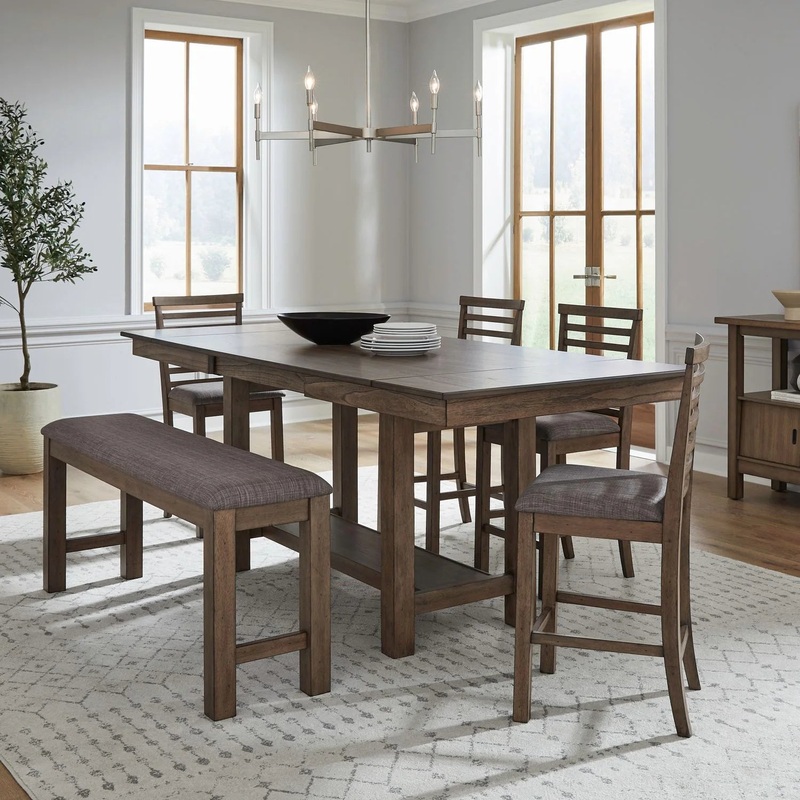 Brook Bay – 6 Piece Gathering Trestle Table – Brown