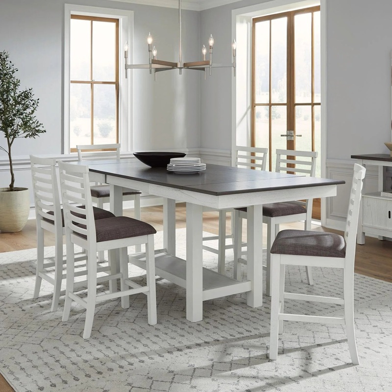 Brook Bay – 7 Piece Gathering Trestle Table – White