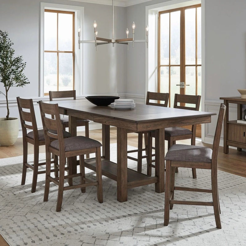 Brook Bay – Optional 7 Piece Gathering Trestle Table – Brown