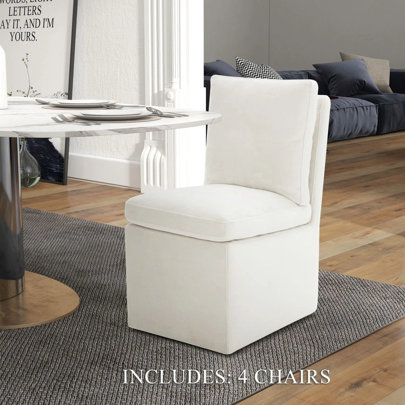 Accent Dining – Accent Dining Chairs With Casters (Set of 4) – White